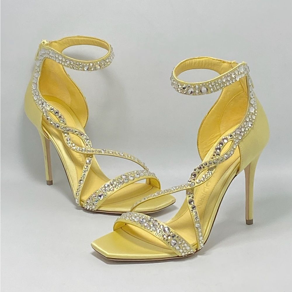 Alexander McQueen Crystal Satin Ankle-Cuff Cocktail Sandals size 36